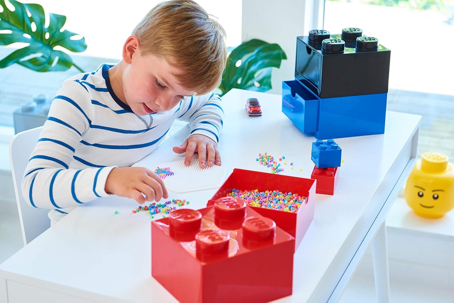 image:imageRoom Copenhagen LEGO Storage Brick 4 Desk Drawer 4Stud Stackable Tabletop Storage Box 62 x 62 x 44 In Red Stackable Storage Box for Desk Storage Kids Room Office LEGO accessories Stackable Organizer