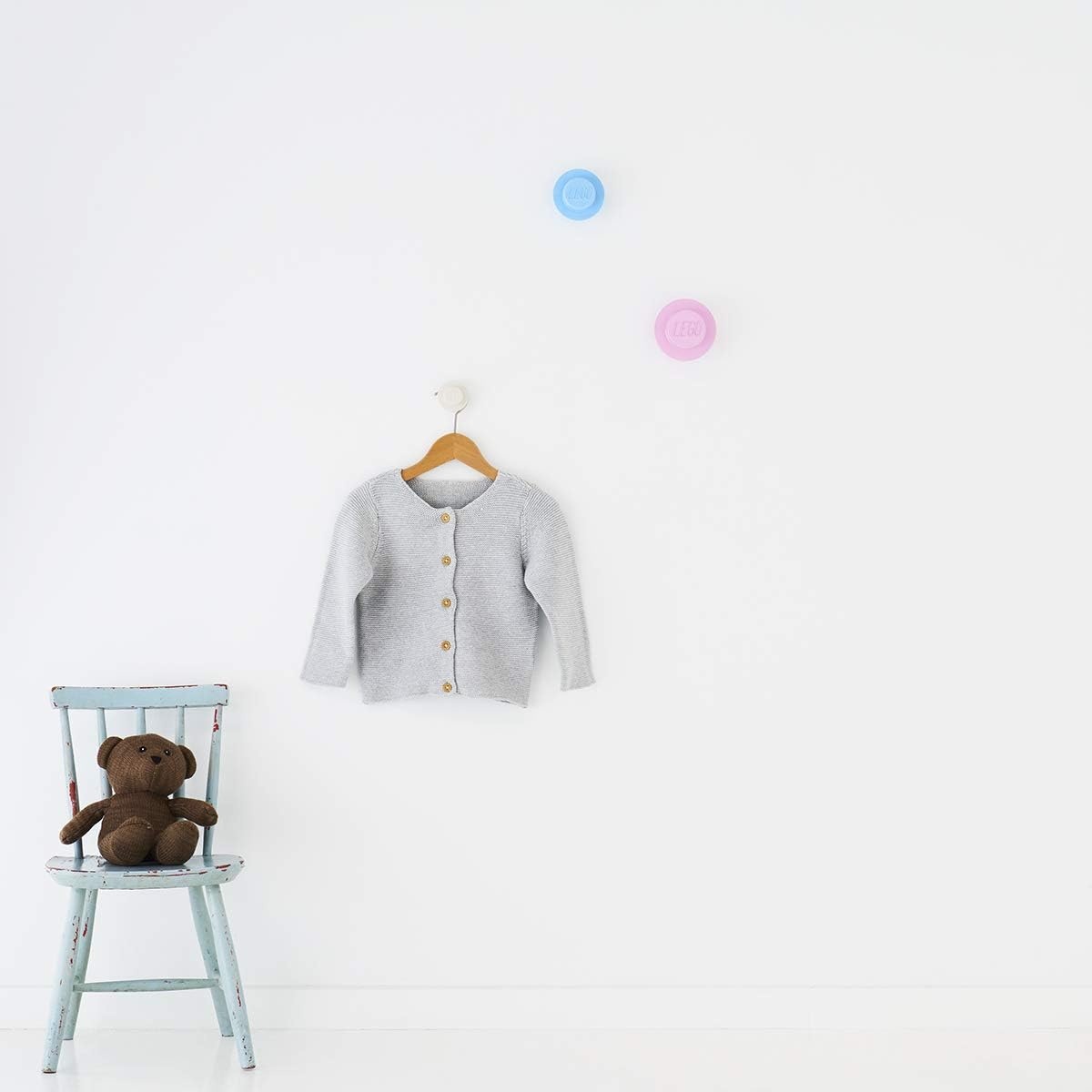 image:imageRoom Copenhagen Lego Wall Hanger Set Decorative Playroom Utility Hooks BlackWhiteGreyWhite Light Blue Pink