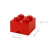 LEGO Brick Drawer, 4 Knobs, 1 Drawer, Stackable Storage Box, Black | Stackable Storage Box Storage with Lid Toy Organization Home Decor Office Kids Room(Bright Red)