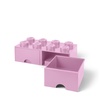 LEGO Brick Drawer, 4 Knobs, 1 Drawer, Stackable Storage Box, Black | Stackable Storage Box Storage with Lid Toy Organization Home Decor Office Kids Room(Light Purple)