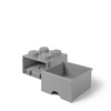 LEGO Brick Drawer, 4 Knobs, 1 Drawer, Stackable Storage Box, Black | Stackable Storage Box Storage with Lid Toy Organization Home Decor Office Kids Room(Medium Stone Grey)