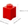 LEGO Storage Brick 1 1.2 L Storage Box with Lid Red | Decorative small plastic bin for toys and accessories. 4.92 x 4.92 x 7.09 in. PVC-free polypropylene building block(Bright Red)