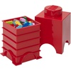 LEGO Storage Brick 1 1.2 L Storage Box with Lid Red | Decorative small plastic bin for toys and accessories. 4.92 x 4.92 x 7.09 in. PVC-free polypropylene building block(Bright Red)