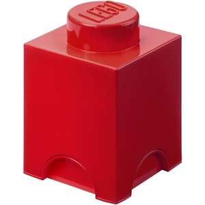 LEGO Storage Brick 1 1.2 L Storage Box with Lid Red | Decorative small plastic bin for toys and accessories. 4.92 x 4.92 x 7.09 in. PVC-free polypropylene building block(Bright Red)