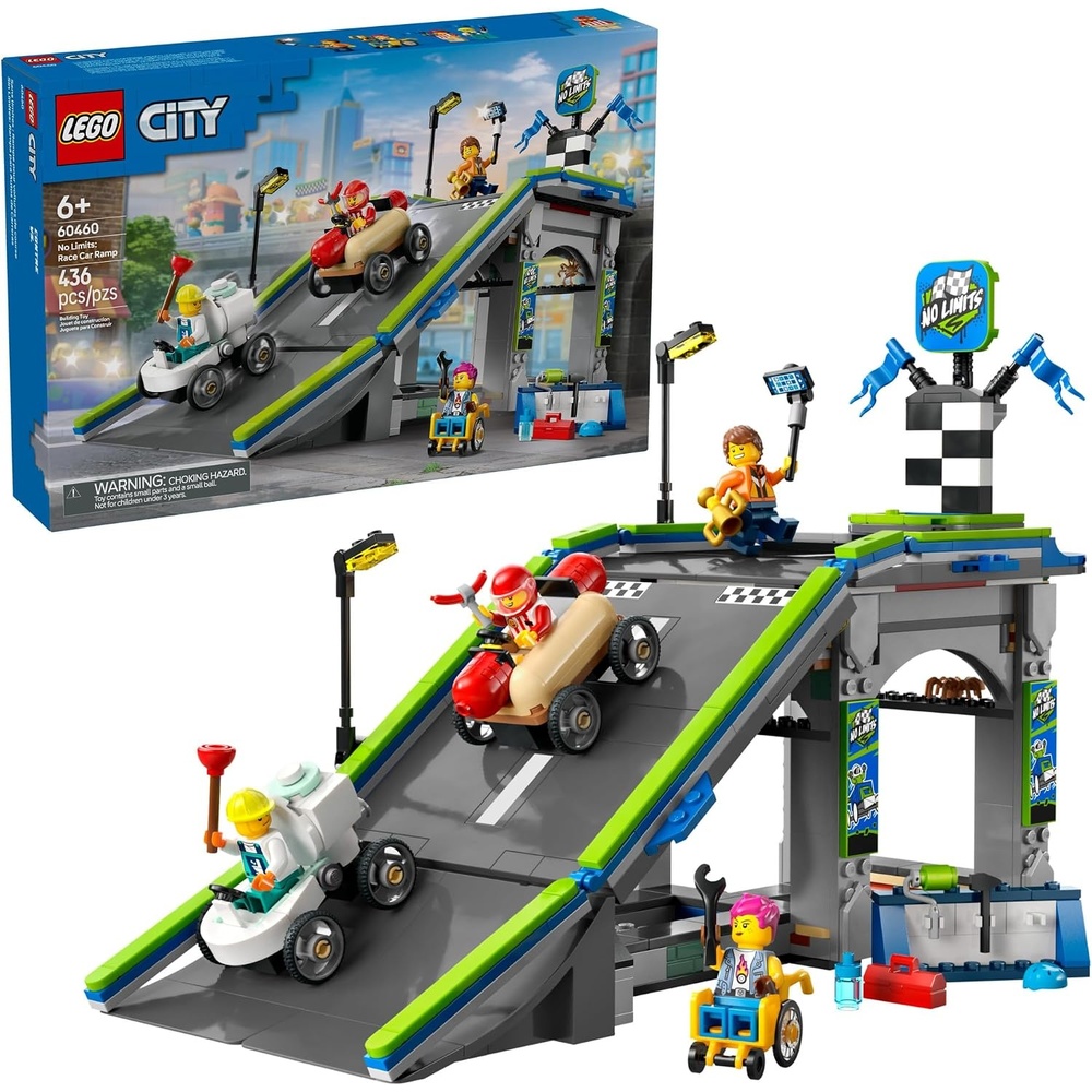 image:imageLEGO City No Limits Race Car Ramp Track Toy Building Toy for Kids Boys and Girls Ages 6 Soap Box Car Ramp for Racing with 2 Cars 4 Minifigures and Buildable Gift Idea 60460