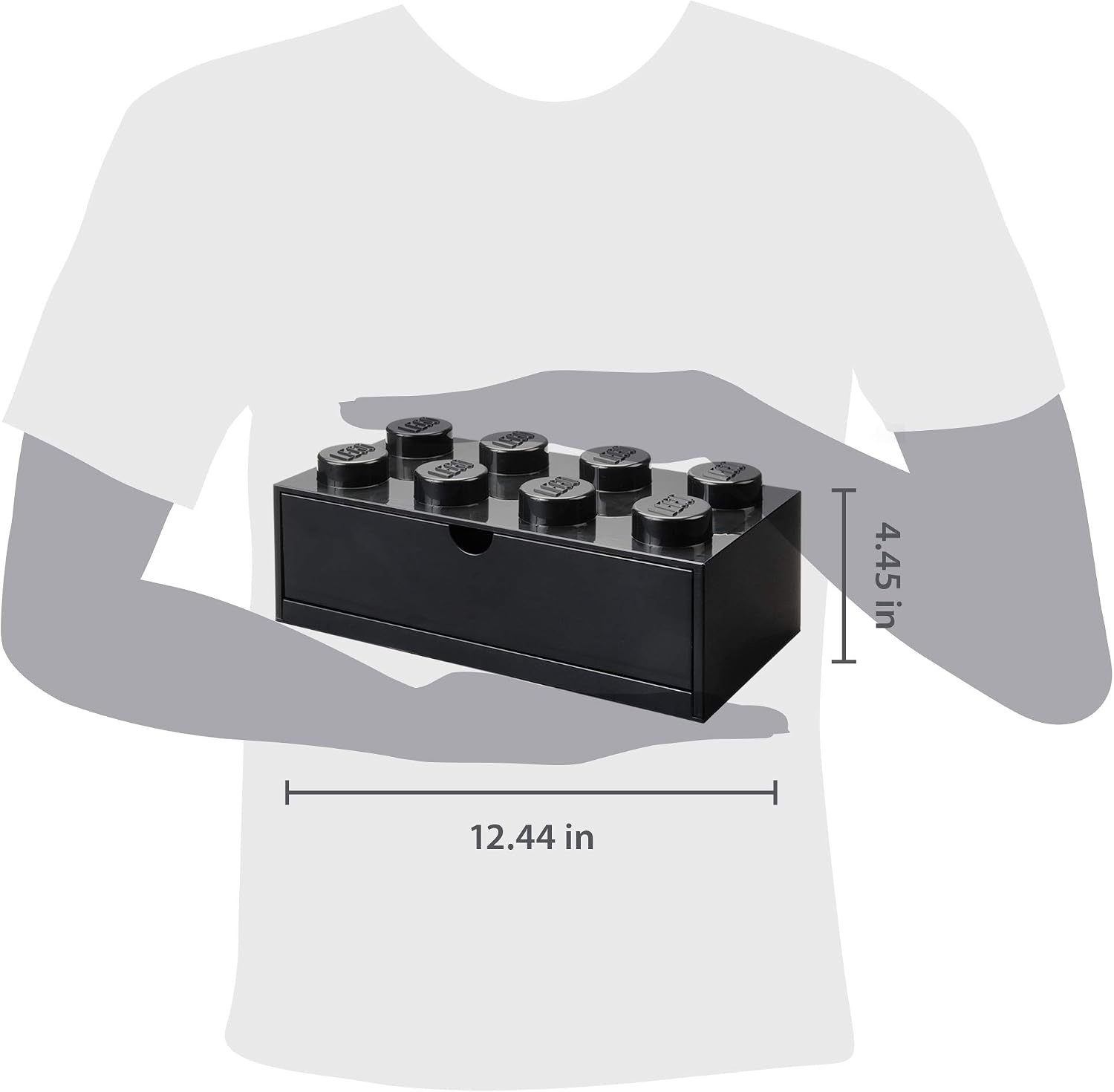 image:imageLEGO Brick Drawer 4 Knobs 1 Drawer Storage Box 622 x 622 x 445 in Grey Stackable Storage Box 1 PullOut Drawer 4Knob Brick Design Toy amp Desk StorageBlack