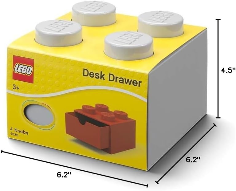 image:imageLEGO Brick Drawer 4 Knobs 1 Drawer Storage Box 622 x 622 x 445 in Grey Stackable Storage Box 1 PullOut Drawer 4Knob Brick Design Toy amp Desk StorageGrey