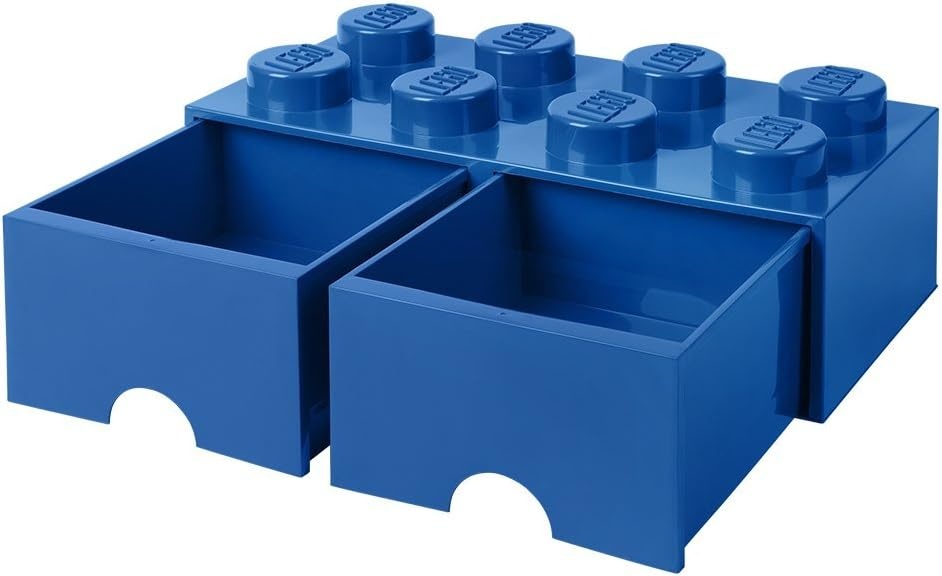image:imageLEGO Brick Drawer 8 Knobs 2 Drawers Stackable Storage Box Bright Yellow Oversized 197 x 98 x 71 stackable toy chest BPAfree polypropylene playroom organizer for kidsBright Blue
