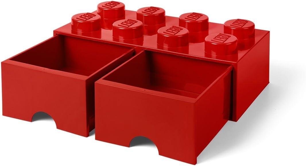 image:imageLEGO Brick Drawer 8 Knobs 2 Drawers Stackable Storage Box Bright Yellow Oversized 197 x 98 x 71 stackable toy chest BPAfree polypropylene playroom organizer for kidsBright Red