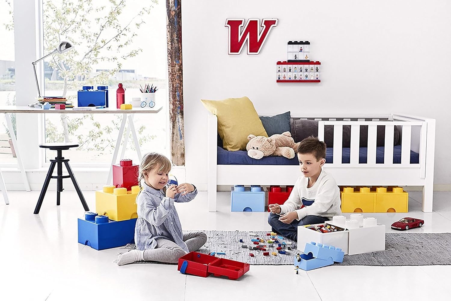 image:imageLEGO Brick Drawer 8 Knobs 2 Drawers Stackable Storage Box Bright Yellow Oversized 197 x 98 x 71 stackable toy chest BPAfree polypropylene playroom organizer for kidsBright Yellow
