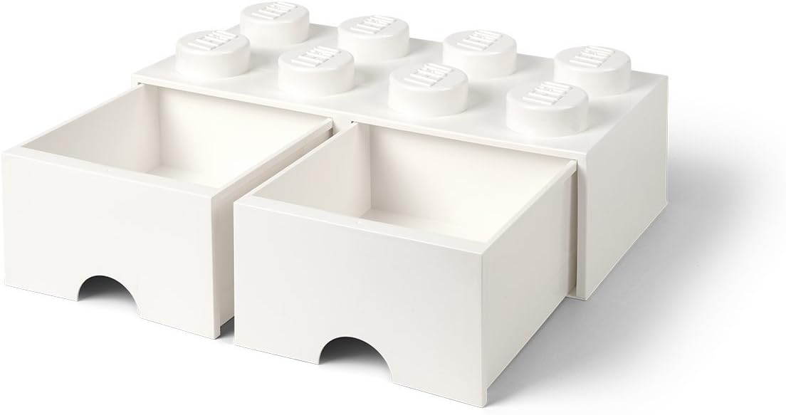 image:imageLEGO Brick Drawer 8 Knobs 2 Drawers Stackable Storage Box Bright Yellow Oversized 197 x 98 x 71 stackable toy chest BPAfree polypropylene playroom organizer for kidsWhite