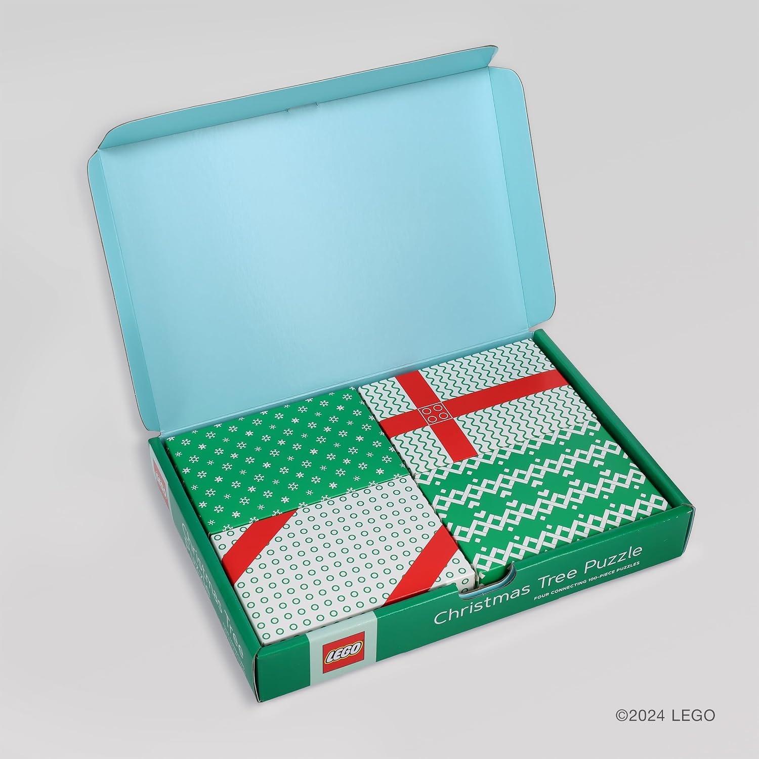 image:imageLEGO Christmas Tree Puzzle Four Connecting 100Piece Jigsaw PuzzlesLego Christmas Tree