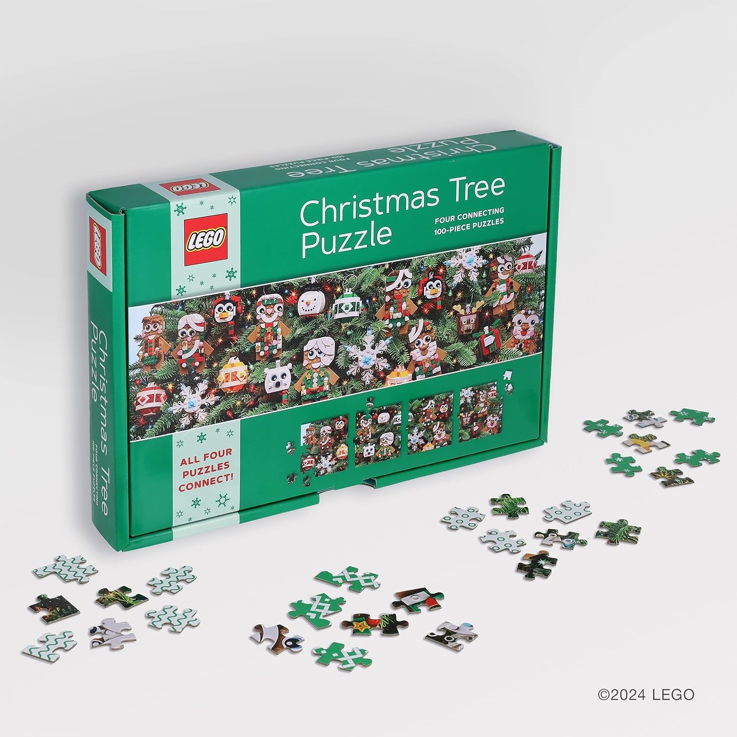 image:imageLEGO Christmas Tree Puzzle Four Connecting 100Piece Jigsaw PuzzlesLego Christmas Tree