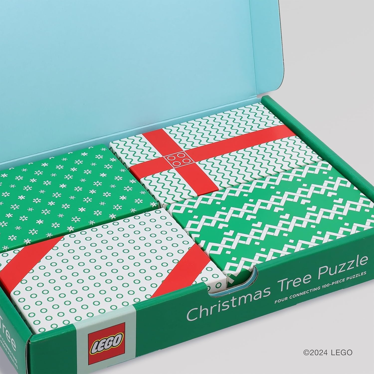 image:imageLEGO Christmas Tree Puzzle Four Connecting 100Piece Jigsaw PuzzlesLego Christmas Tree