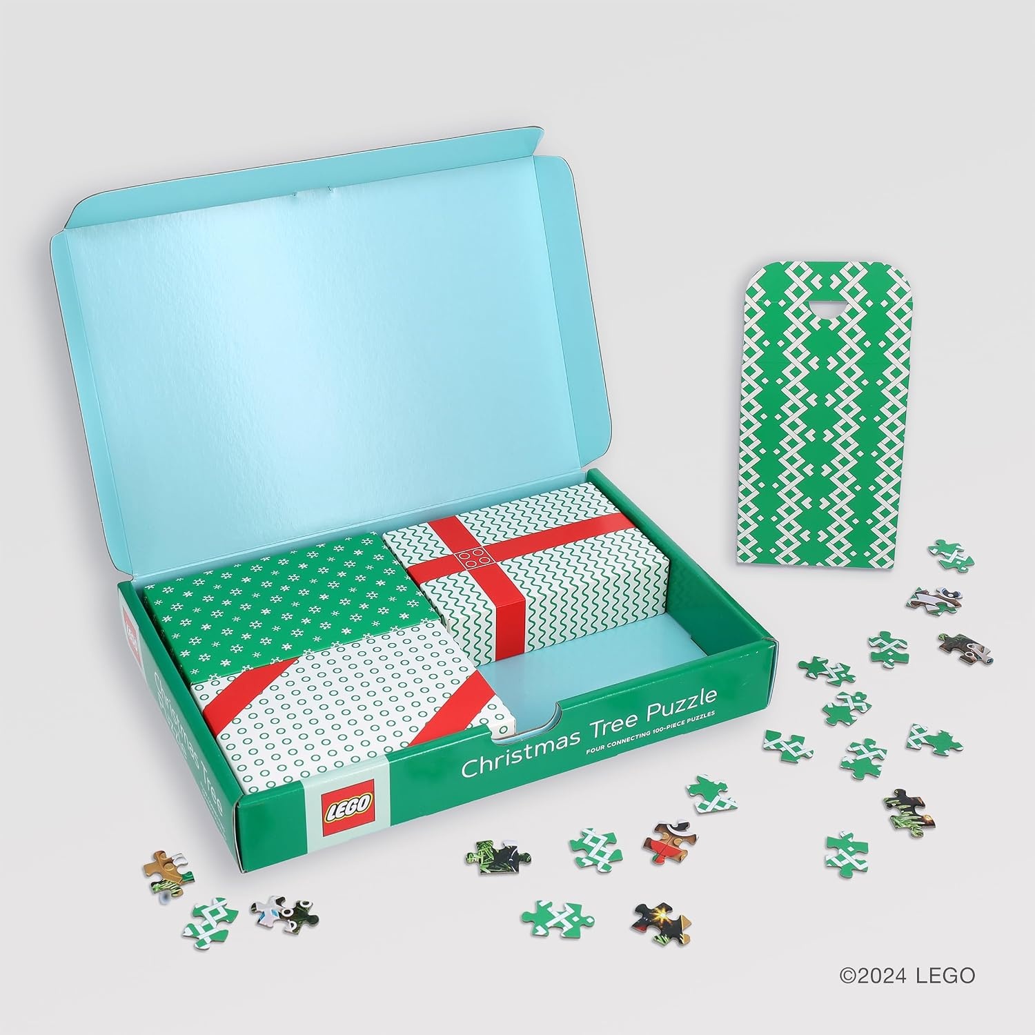 image:imageLEGO Christmas Tree Puzzle Four Connecting 100Piece Jigsaw PuzzlesLego Christmas Tree