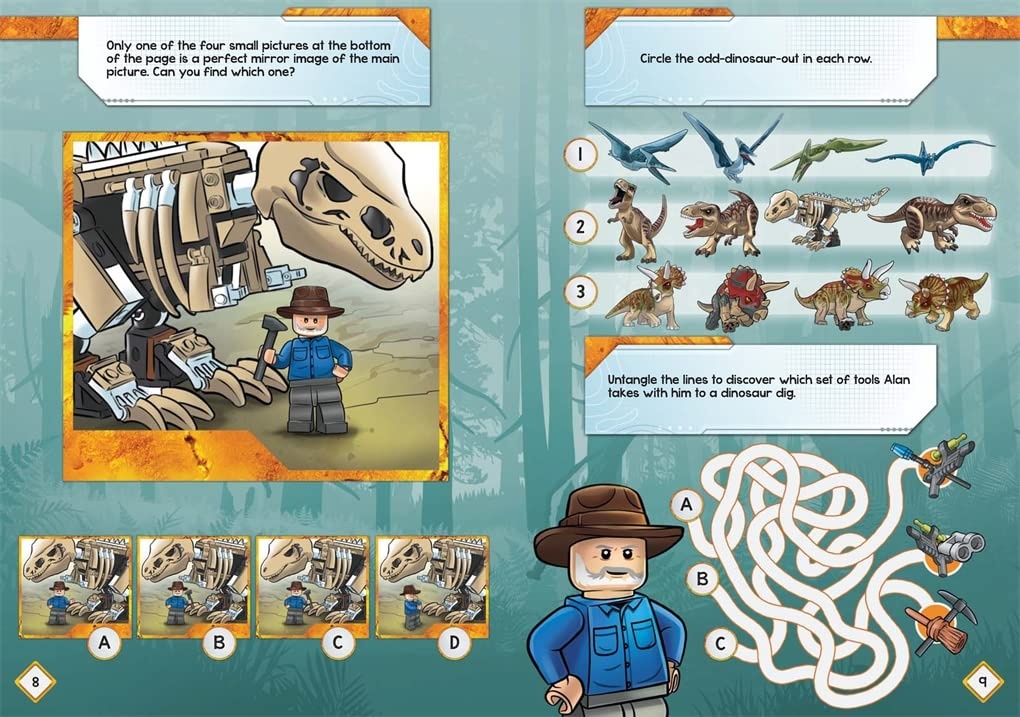 image:imageLEGO Jurassic World Alan Grants Missions Activity Book with Alan Grant minifigure LEGO Minifigure Activity