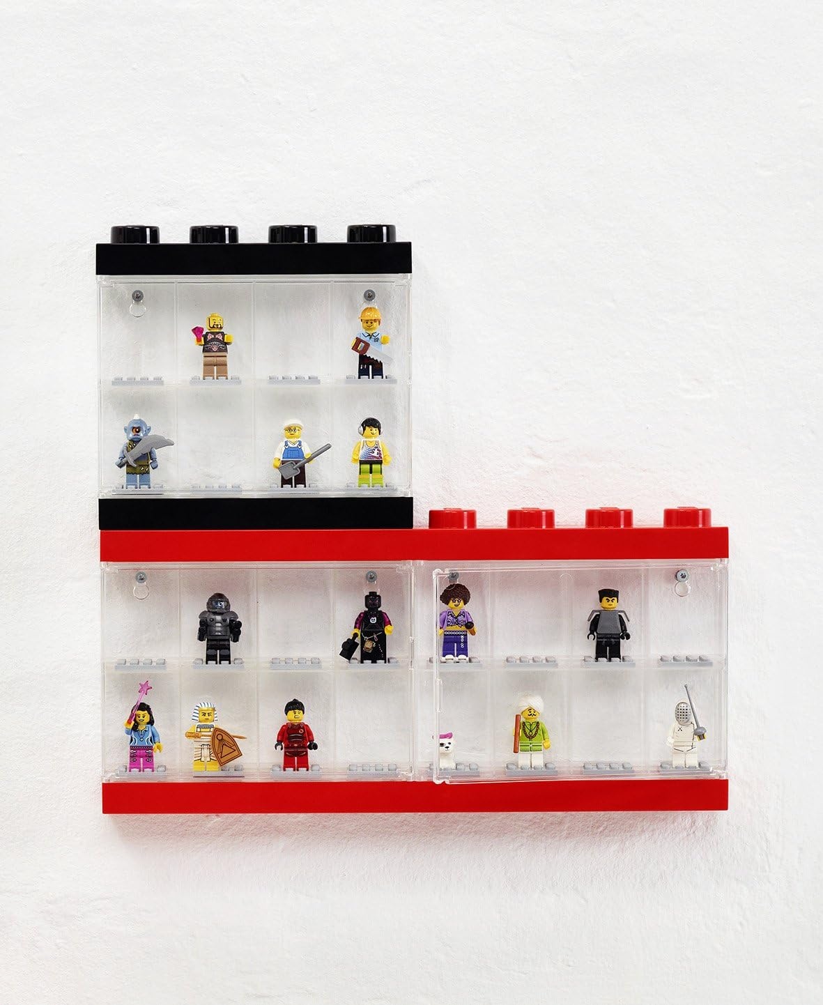 image:imageLEGO Minifigure Display Case 16 Black Space for 16 Minifigures BPAfree large cabinet with 16 individual compartments and baseplates Securely showcase your favorite LEGO charactersBlack