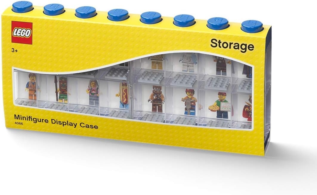 image:imageLEGO Minifigure Display Case 16 Black Space for 16 Minifigures BPAfree large cabinet with 16 individual compartments and baseplates Securely showcase your favorite LEGO charactersBright Blue