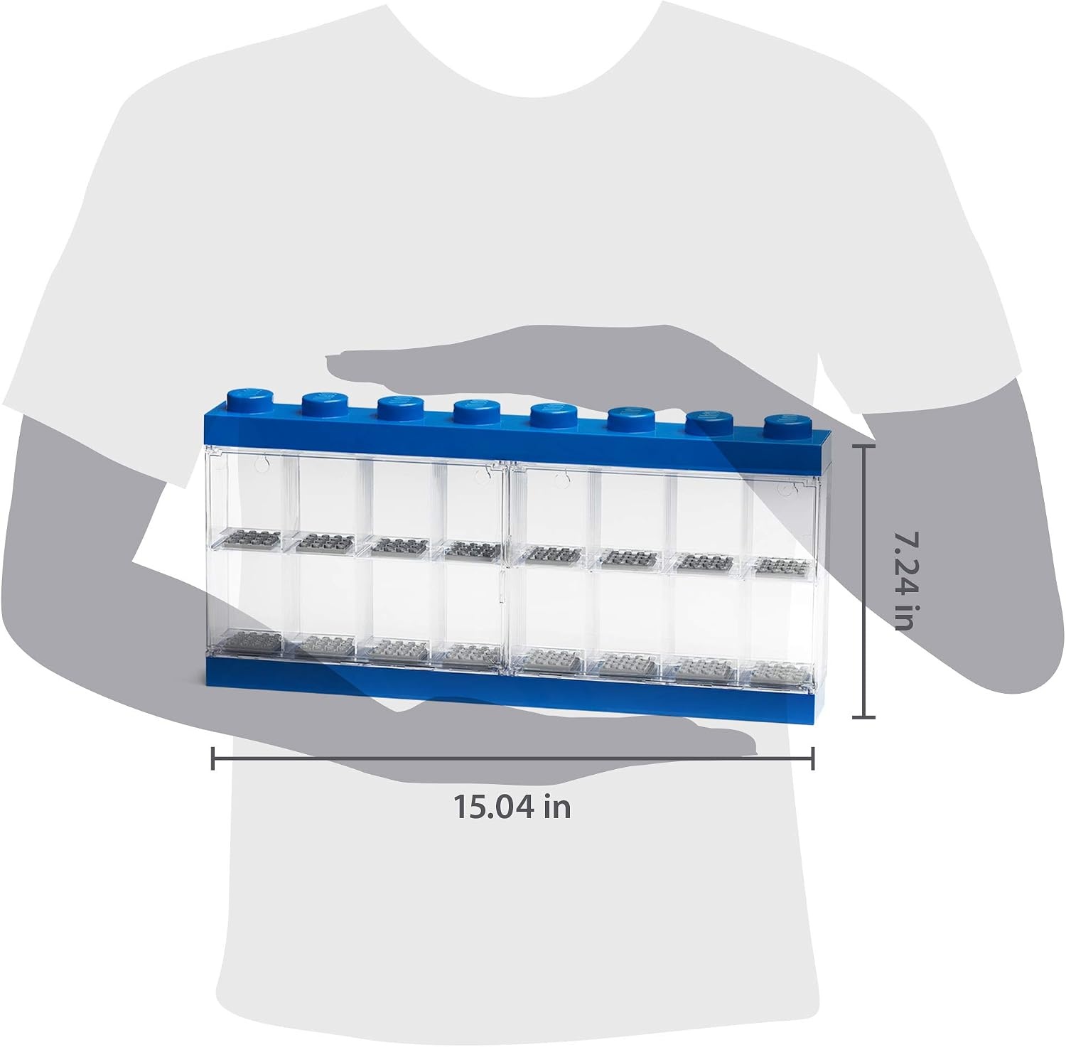 image:imageLEGO Minifigure Display Case 16 Black Space for 16 Minifigures BPAfree large cabinet with 16 individual compartments and baseplates Securely showcase your favorite LEGO charactersBright Blue