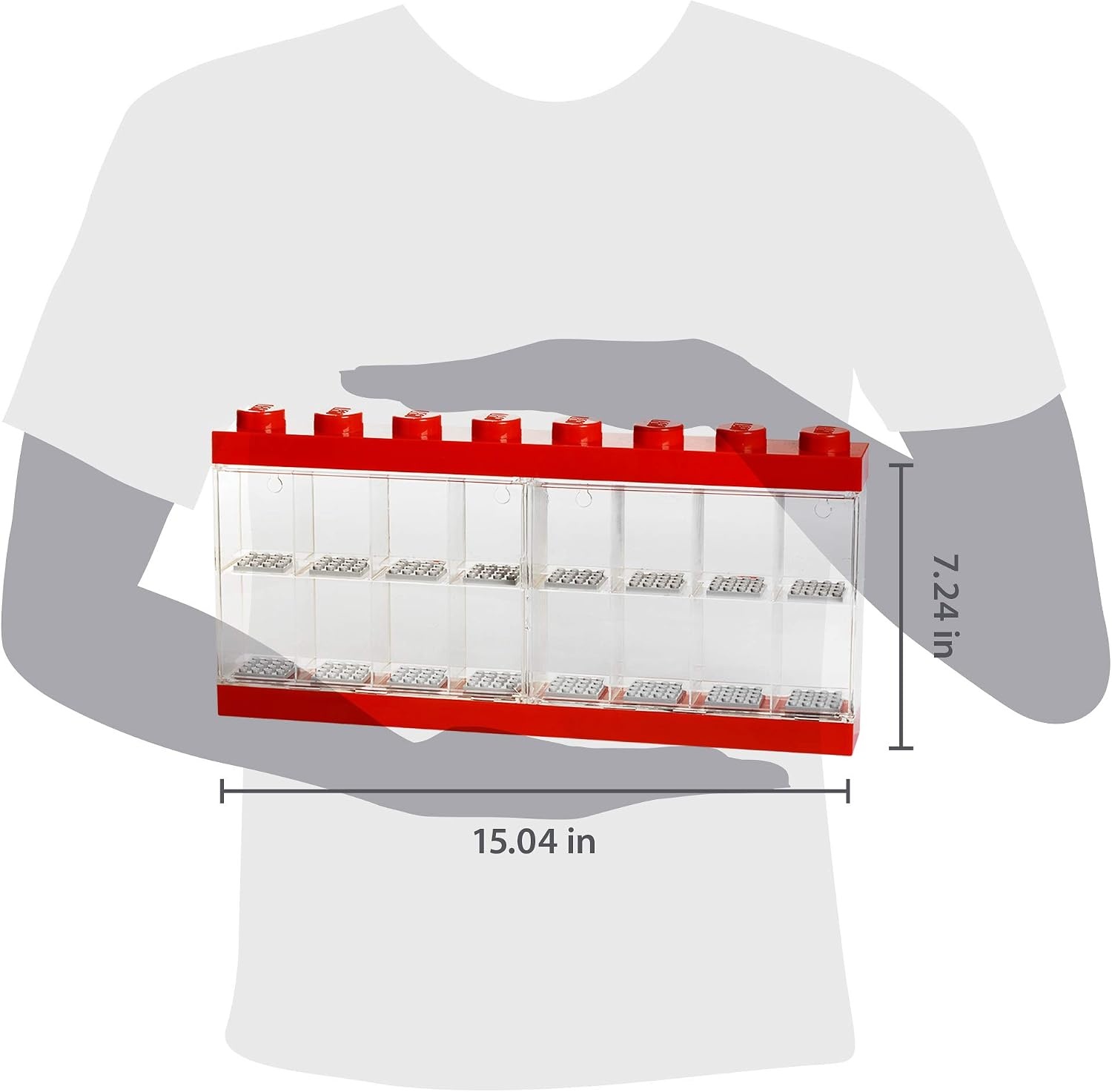 image:imageLEGO Minifigure Display Case 16 Black Space for 16 Minifigures BPAfree large cabinet with 16 individual compartments and baseplates Securely showcase your favorite LEGO charactersRed
