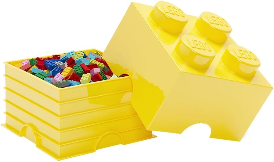 image:imageLEGO Storage Brick 4 studs Cool Yellow Stackable Plastic Storage Box with Lid for Kids and Adults Ideal Desk Organizer and Toy Box 56L Capacity LEGO Brick Storage Box Stackable Organizer Toy Desk amp Shelf Storage 56 L Capacity Brick Size 4Cool Yellow