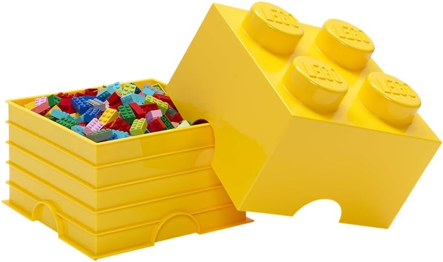 image:imageLEGO Storage Brick 4 studs Cool Yellow Stackable Plastic Storage Box with Lid for Kids and Adults Ideal Desk Organizer and Toy Box 56L Capacity LEGO Brick Storage Box Stackable Organizer Toy Desk amp Shelf Storage 56 L Capacity Brick Size 4Bright Yellow