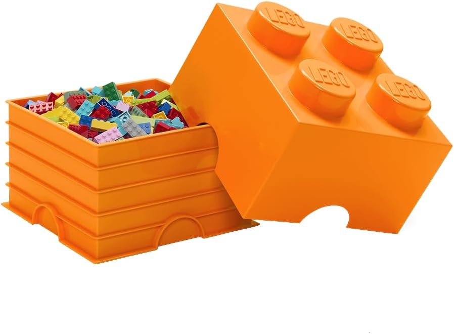 image:imageLEGO Storage Brick 4 studs Cool Yellow Stackable Plastic Storage Box with Lid for Kids and Adults Ideal Desk Organizer and Toy Box 56L Capacity LEGO Brick Storage Box Stackable Organizer Toy Desk amp Shelf Storage 56 L Capacity Brick Size 4Bright Orange
