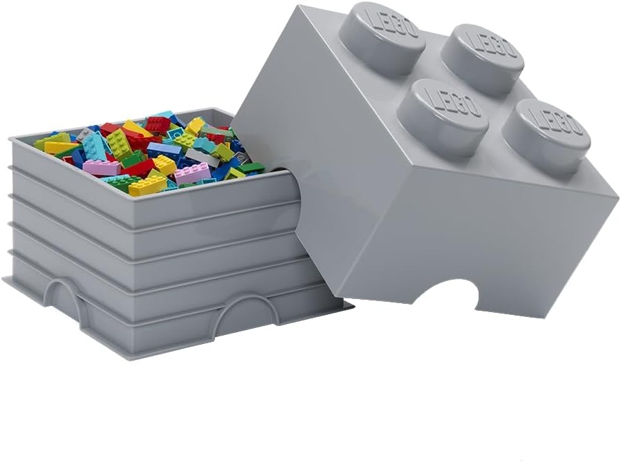 image:imageLEGO Storage Brick 4 studs Cool Yellow Stackable Plastic Storage Box with Lid for Kids and Adults Ideal Desk Organizer and Toy Box 56L Capacity LEGO Brick Storage Box Stackable Organizer Toy Desk amp Shelf Storage 56 L Capacity Brick Size 4Stone Grey