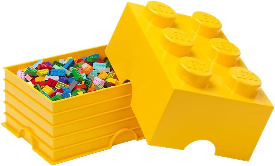 image:imageLEGO Storage Brick 6 847 L Storage Box with Lid Red LEGO Brick Storage Box Stackable Organizer Toy Desk amp Shelf Storage 847 L Capacity Brick Size 6Bright Yellow