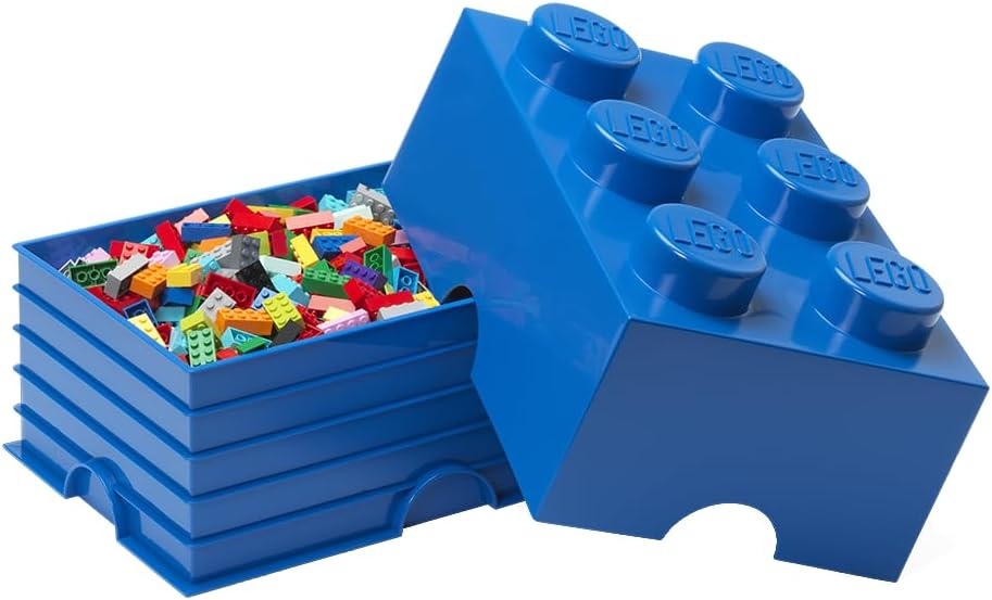 image:imageLEGO Storage Brick 6 847 L Storage Box with Lid Red LEGO Brick Storage Box Stackable Organizer Toy Desk amp Shelf Storage 847 L Capacity Brick Size 6Bright Blue