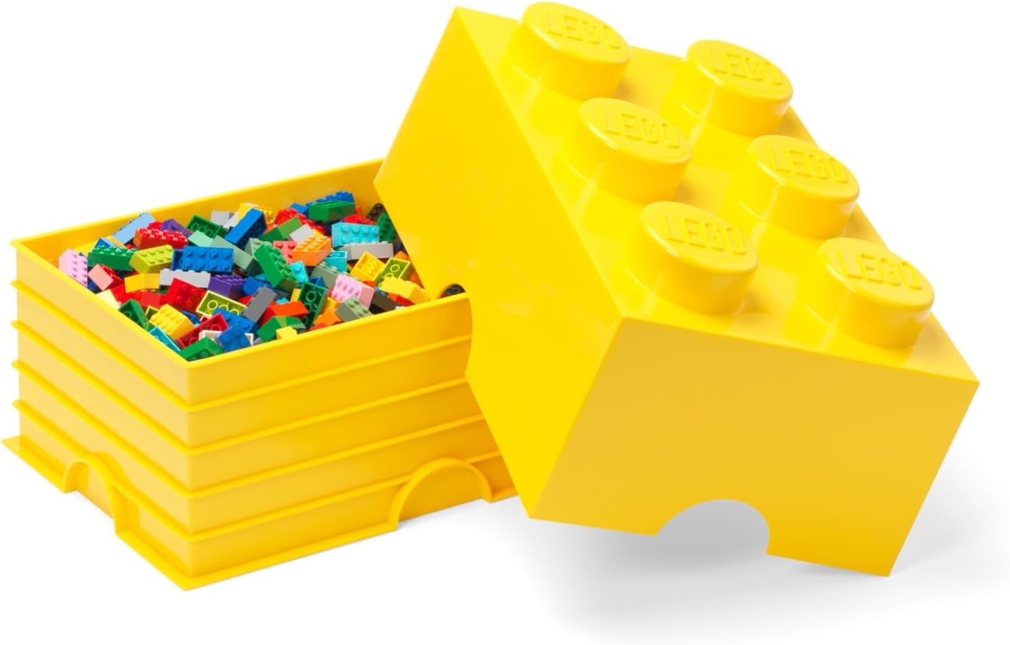 image:imageLEGO Storage Brick 6 847 L Storage Box with Lid Red LEGO Brick Storage Box Stackable Organizer Toy Desk amp Shelf Storage 847 L Capacity Brick Size 6Bright Yellow