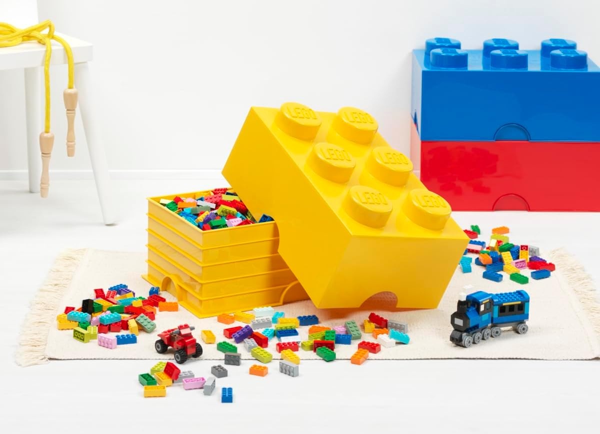 image:imageLEGO Storage Brick 6 847 L Storage Box with Lid Red LEGO Brick Storage Box Stackable Organizer Toy Desk amp Shelf Storage 847 L Capacity Brick Size 6Bright Yellow