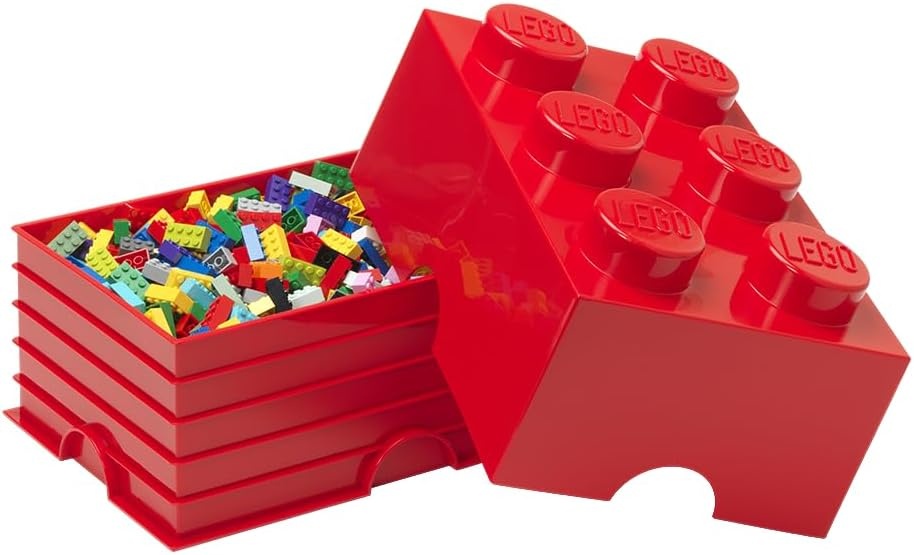 image:imageLEGO Storage Brick 6 847 L Storage Box with Lid Red LEGO Brick Storage Box Stackable Organizer Toy Desk amp Shelf Storage 847 L Capacity Brick Size 6Red