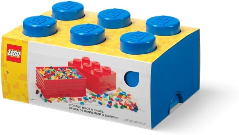 image:imageLEGO Storage Brick 6 847 L Storage Box with Lid Red LEGO Brick Storage Box Stackable Organizer Toy Desk amp Shelf Storage 847 L Capacity Brick Size 6Bright Blue
