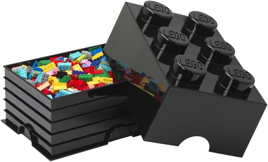 image:imageLEGO Storage Brick 6 847 L Storage Box with Lid Red LEGO Brick Storage Box Stackable Organizer Toy Desk amp Shelf Storage 847 L Capacity Brick Size 6Black