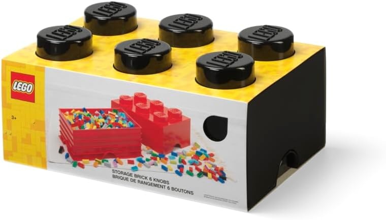 image:imageLEGO Storage Brick 6 847 L Storage Box with Lid Red LEGO Brick Storage Box Stackable Organizer Toy Desk amp Shelf Storage 847 L Capacity Brick Size 6Black