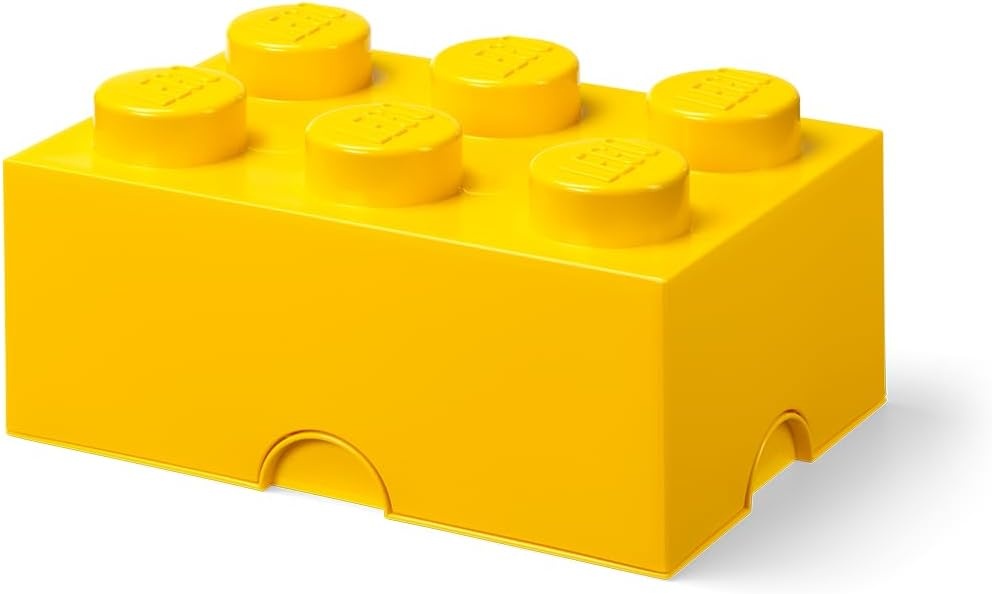 image:imageLEGO Storage Brick 6 847 L Storage Box with Lid Red LEGO Brick Storage Box Stackable Organizer Toy Desk amp Shelf Storage 847 L Capacity Brick Size 6Bright Yellow