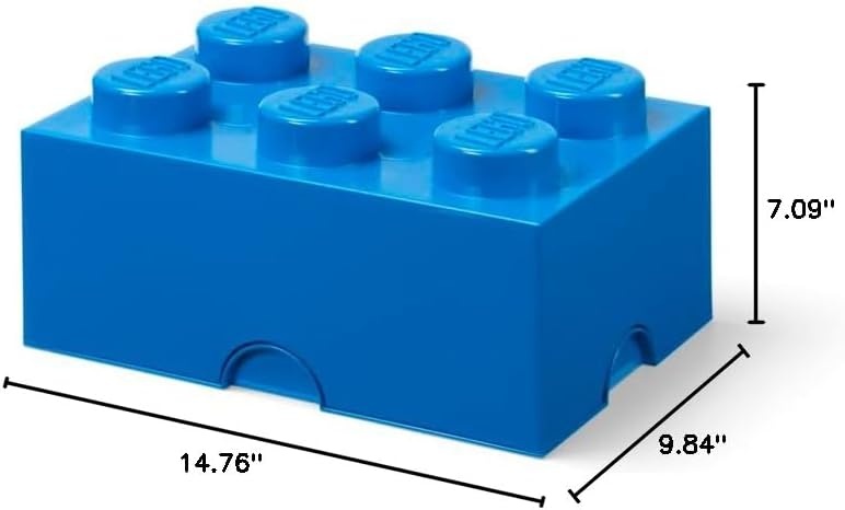 image:imageLEGO Storage Brick 6 847 L Storage Box with Lid Red LEGO Brick Storage Box Stackable Organizer Toy Desk amp Shelf Storage 847 L Capacity Brick Size 6Bright Blue