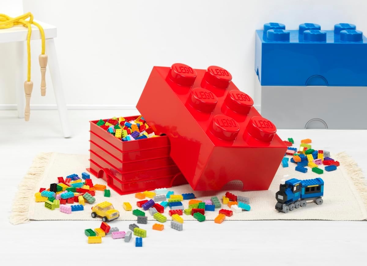 image:imageLEGO Storage Brick 6 847 L Storage Box with Lid Red LEGO Brick Storage Box Stackable Organizer Toy Desk amp Shelf Storage 847 L Capacity Brick Size 6Medium Stone Grey