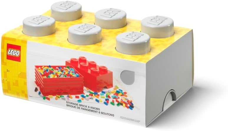 image:imageLEGO Storage Brick 6 847 L Storage Box with Lid Red LEGO Brick Storage Box Stackable Organizer Toy Desk amp Shelf Storage 847 L Capacity Brick Size 6Medium Stone Grey