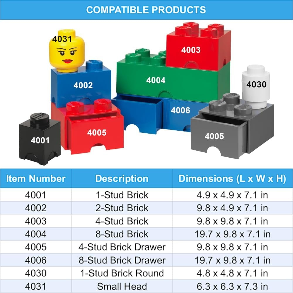 image:imageLEGO Storage Brick 6 847 L Storage Box with Lid Red LEGO Brick Storage Box Stackable Organizer Toy Desk amp Shelf Storage 847 L Capacity Brick Size 6Bright Blue