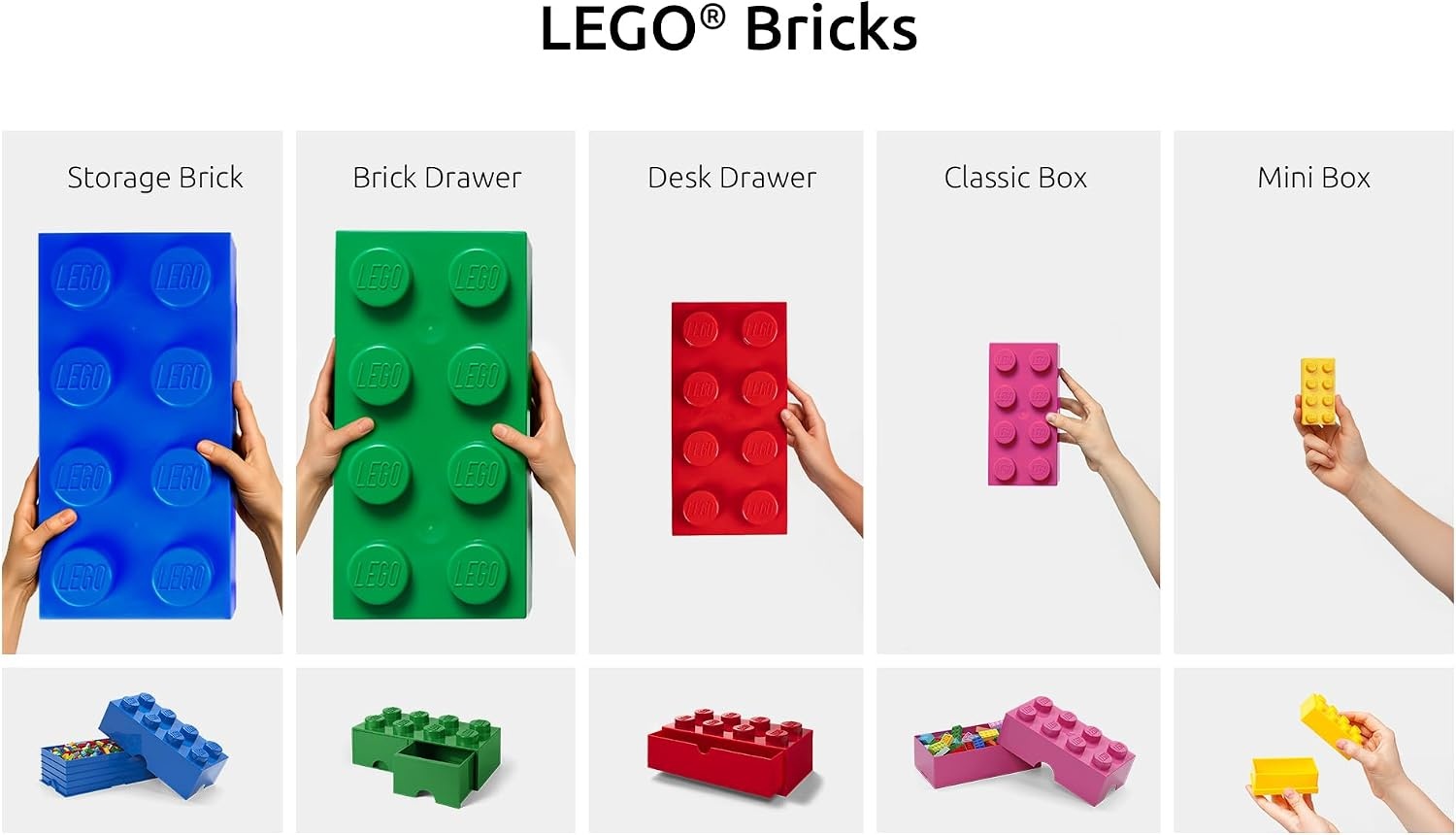 image:imageLEGO Storage Brick 6 847 L Storage Box with Lid Red LEGO Brick Storage Box Stackable Organizer Toy Desk amp Shelf Storage 847 L Capacity Brick Size 6Black