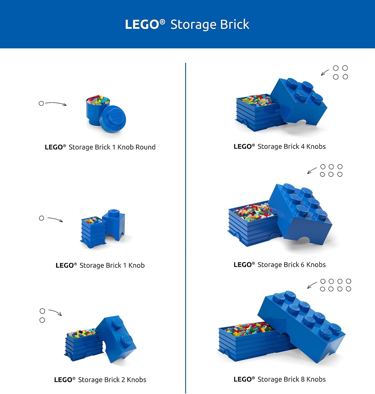 image:imageLEGO Storage Brick 6 847 L Storage Box with Lid Red LEGO Brick Storage Box Stackable Organizer Toy Desk amp Shelf Storage 847 L Capacity Brick Size 6Blue