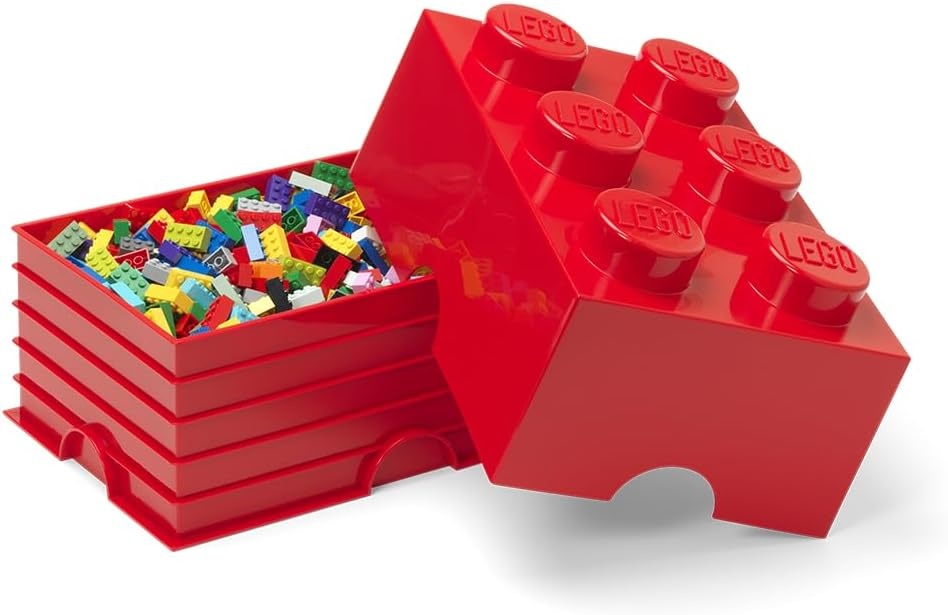 image:imageLEGO Storage Brick 6 847 L Storage Box with Lid Red LEGO Brick Storage Box Stackable Organizer Toy Desk amp Shelf Storage 847 L Capacity Brick Size 6Bright Red