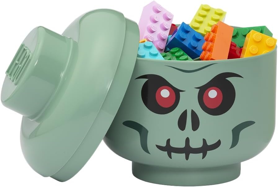 image:imageLEGO Storage Head Mini Green Skeleton 4 x 45 Inches 102 x 115 cm Stackable Plastic Storage Box with Lid for Kids Toy Organizer and Room Decor