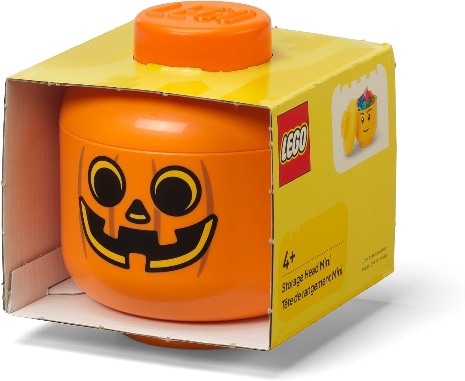 image:imageLEGO Storage Head Mini Pumpkin 4 x 45 Inches 102 x 115 cm Stackable Plastic Storage Box with Lid for Kids Toy Organizer and Room Decor