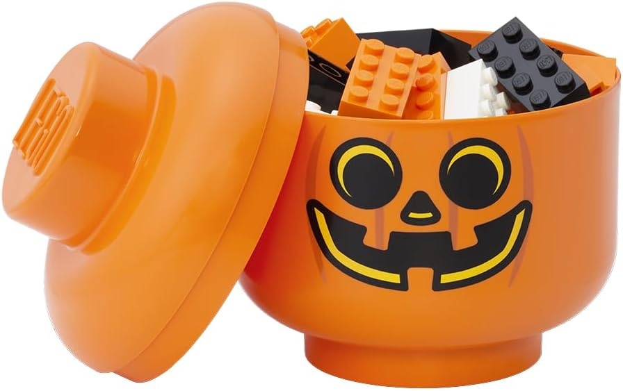 image:imageLEGO Storage Head Mini Pumpkin 4 x 45 Inches 102 x 115 cm Stackable Plastic Storage Box with Lid for Kids Toy Organizer and Room Decor