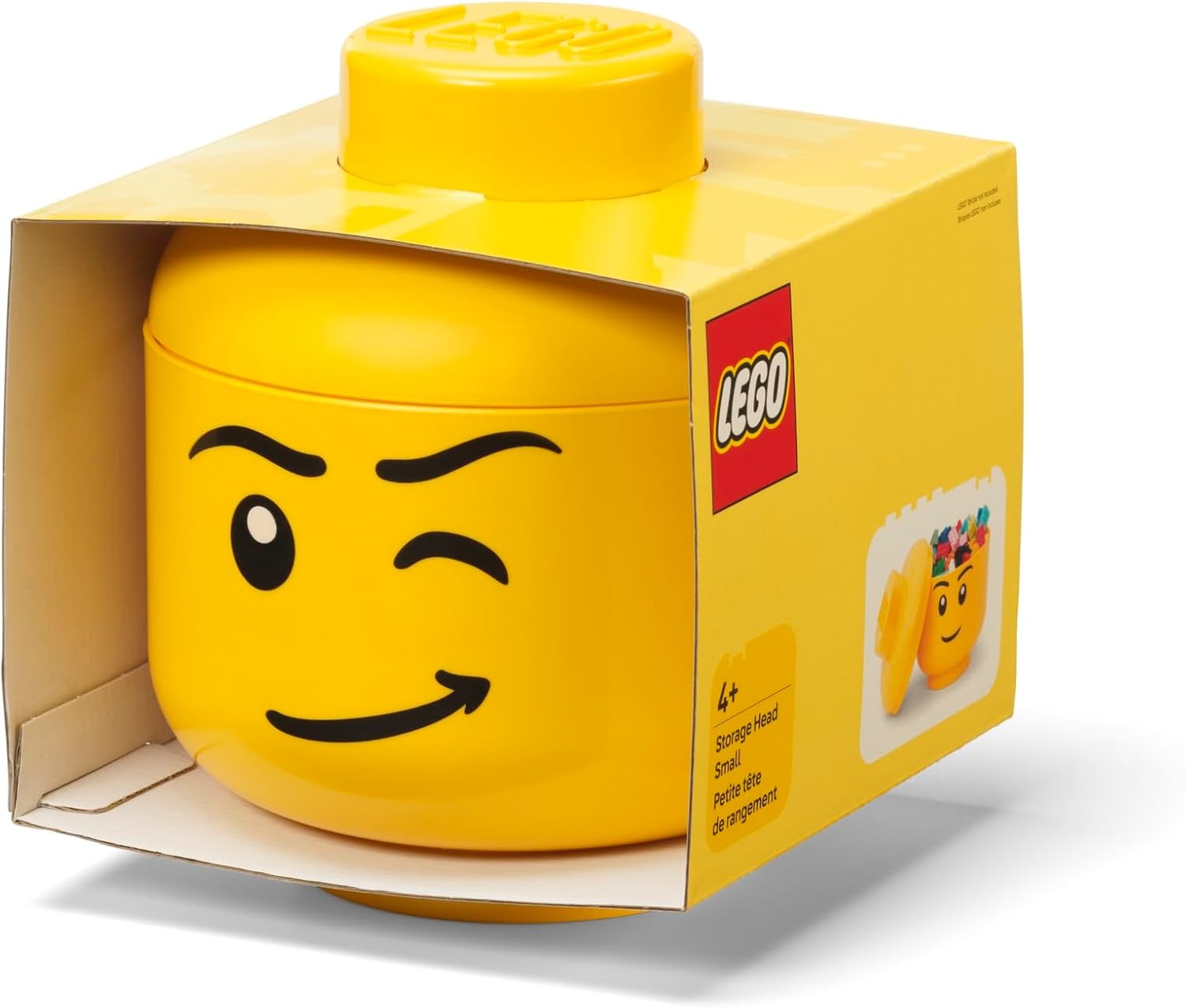image:imageLEGO Storage Head Small Stackable Storage Box 63 x 63 x 728 in Winking Boy