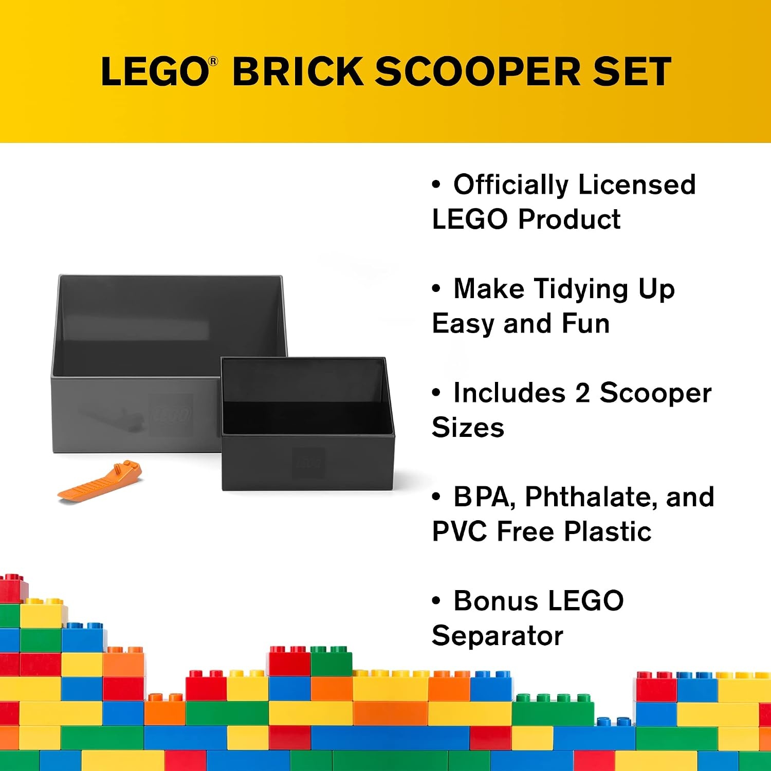 image:imageLego Brick Scooper Set with Two Sizes of Scoopers and Brick Separator for Fast and Easy Lego Cleanup Perfect for Lego Enthusiasts Red and BlueGrayBlack