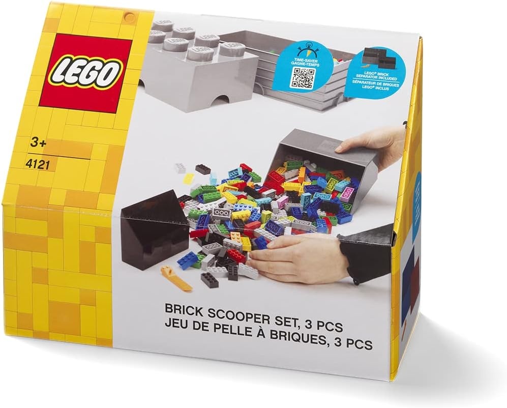 image:imageLego Brick Scooper Set with Two Sizes of Scoopers and Brick Separator for Fast and Easy Lego Cleanup Perfect for Lego Enthusiasts Red and BlueGrayBlack